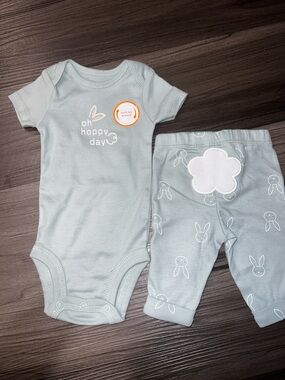 Carter's Light Green Newborn Bodysuit Set with Bunny Graphic